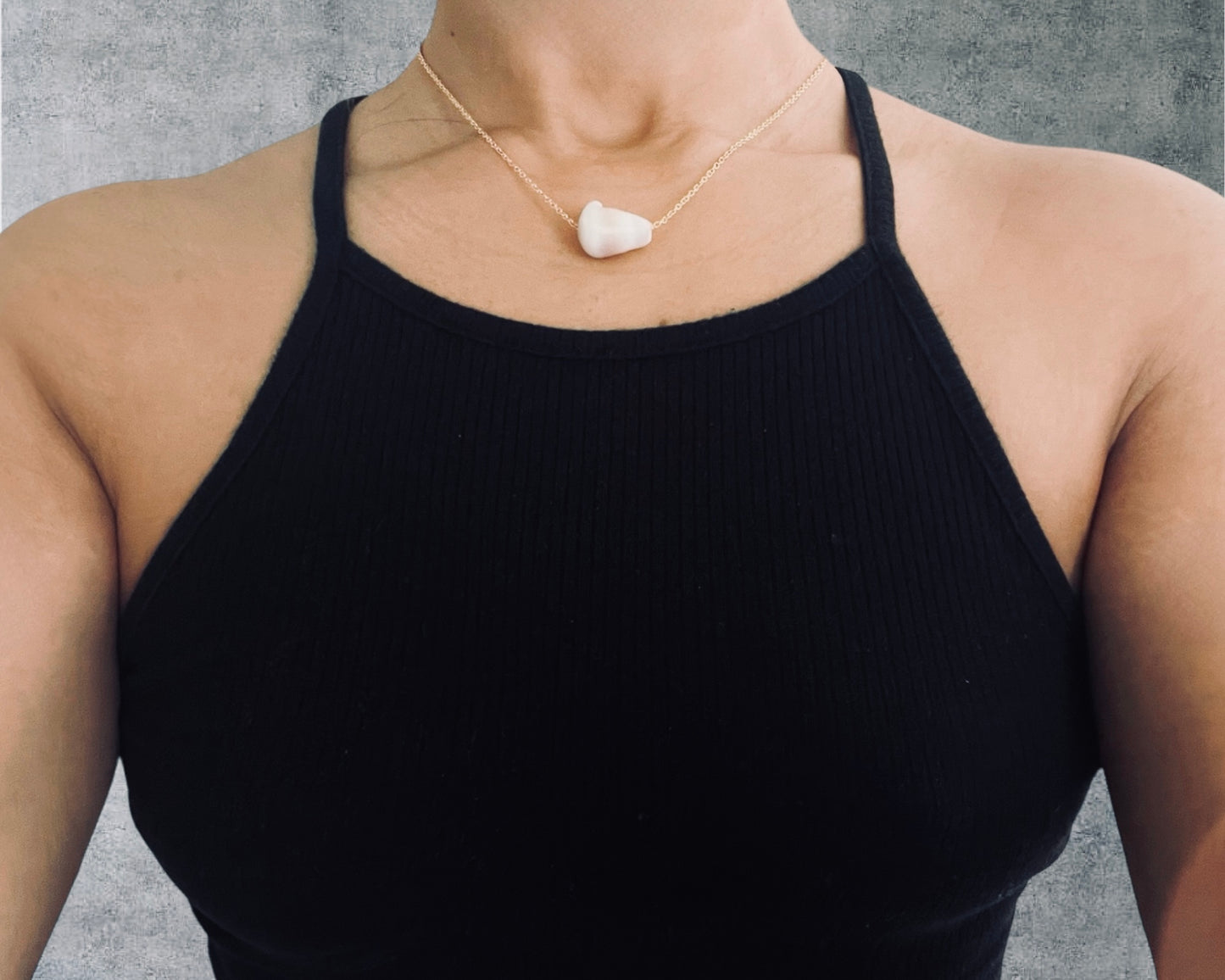 Minimalist Floating Pastel Cone Shell Necklace (Adjustable Chain: 14k Yellow Gold on 925 Sterling Silver)