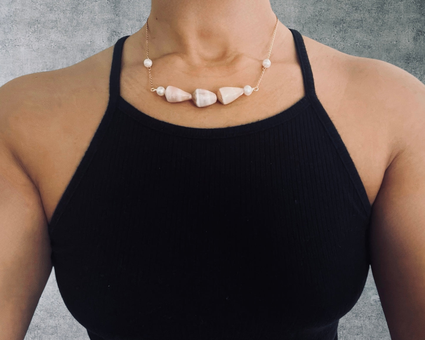 Triple Floating Cone Shell Necklace