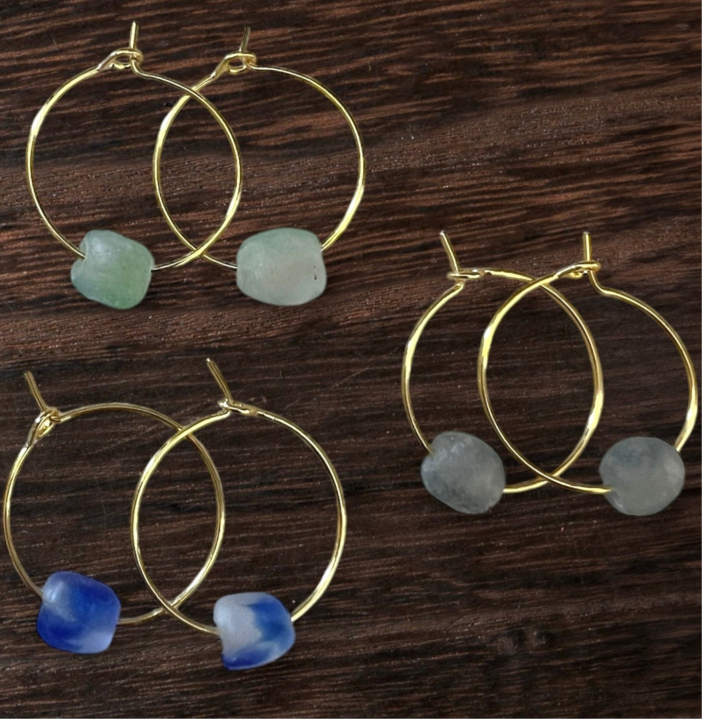 Dainty Seaglass Hoops