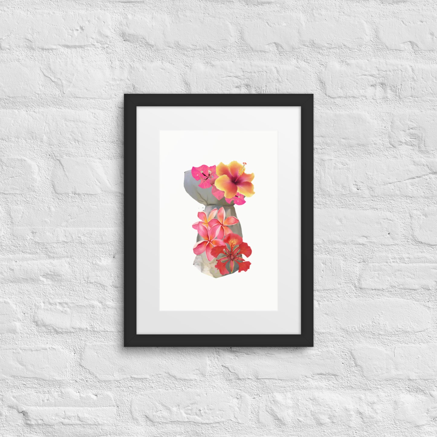 Framed Floral Latte Stone Original Art by A&E Island Creative