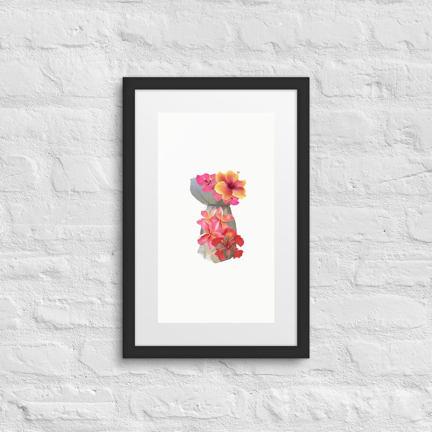 Framed Floral Latte Stone Original Art by A&E Island Creative