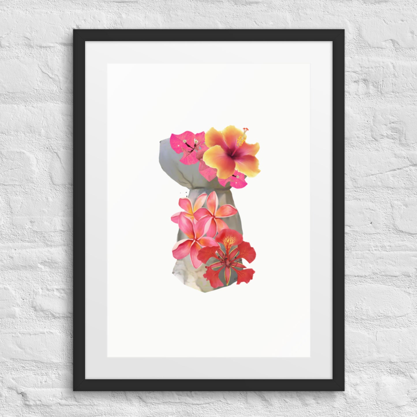 Framed Floral Latte Stone Original Art by A&E Island Creative