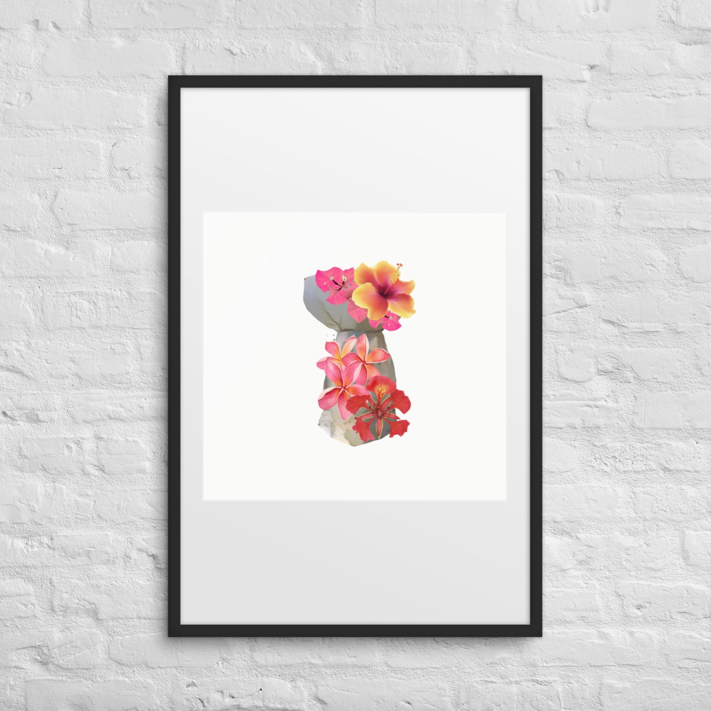 Framed Floral Latte Stone Original Art by A&E Island Creative