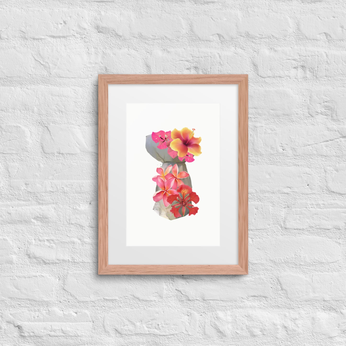 Framed Floral Latte Stone Original Art by A&E Island Creative