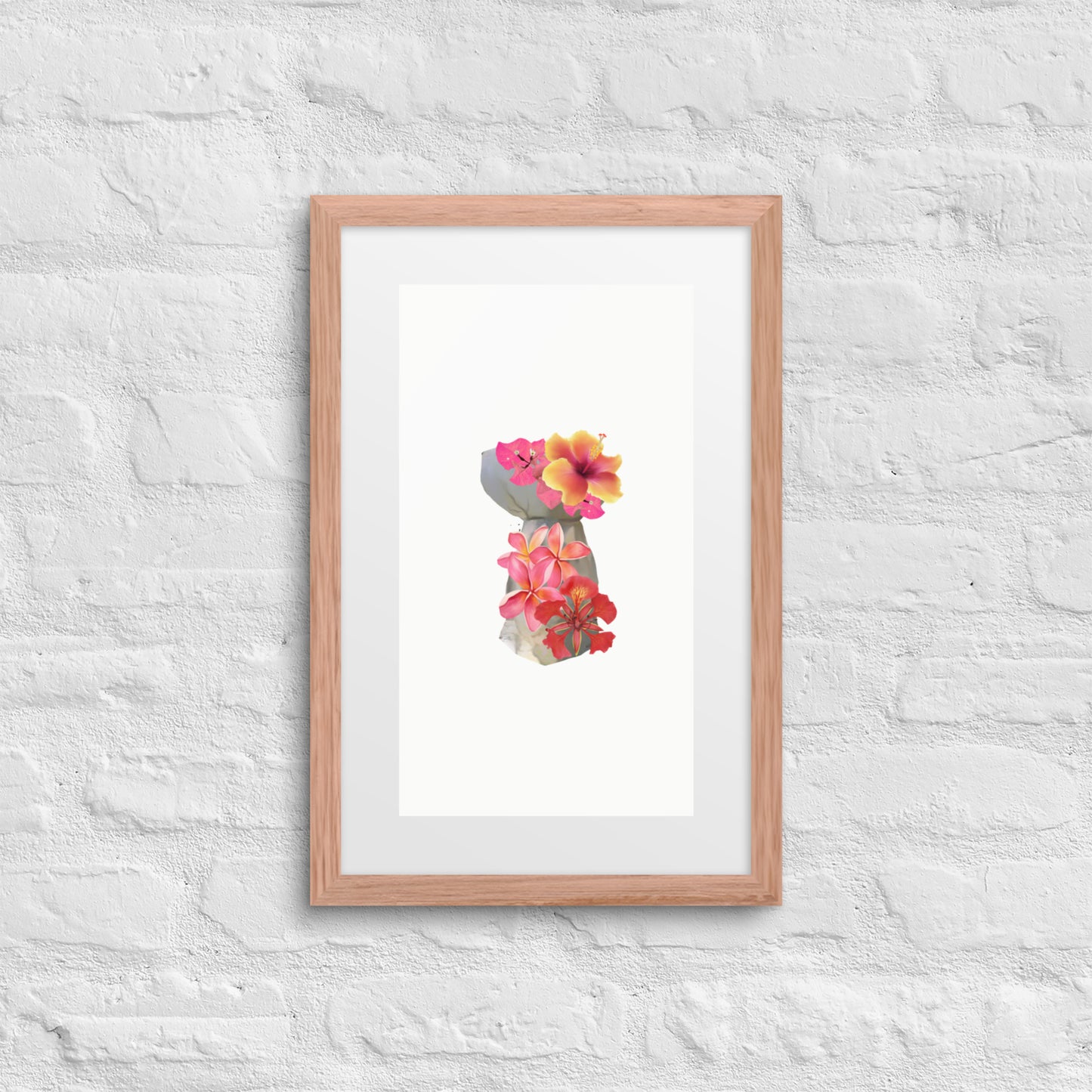 Framed Floral Latte Stone Original Art by A&E Island Creative