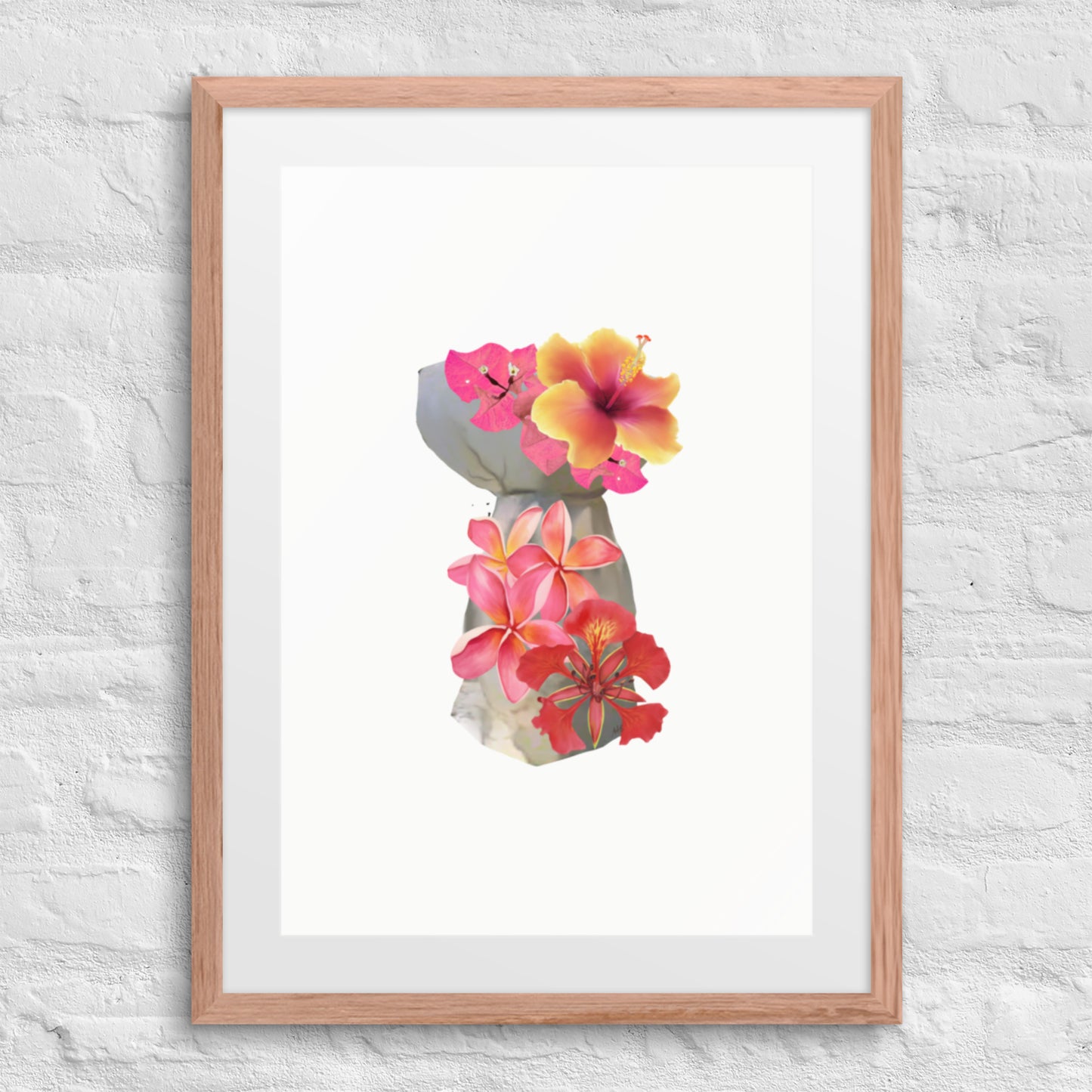 Framed Floral Latte Stone Original Art by A&E Island Creative