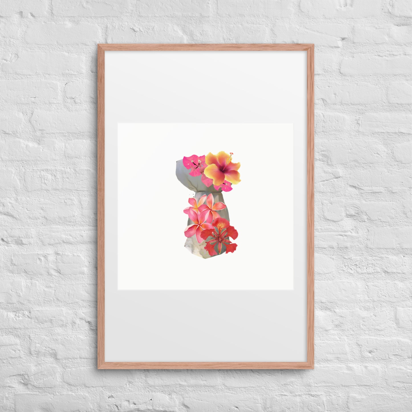 Framed Floral Latte Stone Original Art by A&E Island Creative