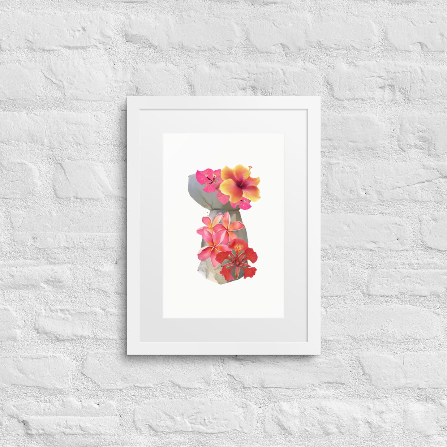 Framed Floral Latte Stone Original Art by A&E Island Creative