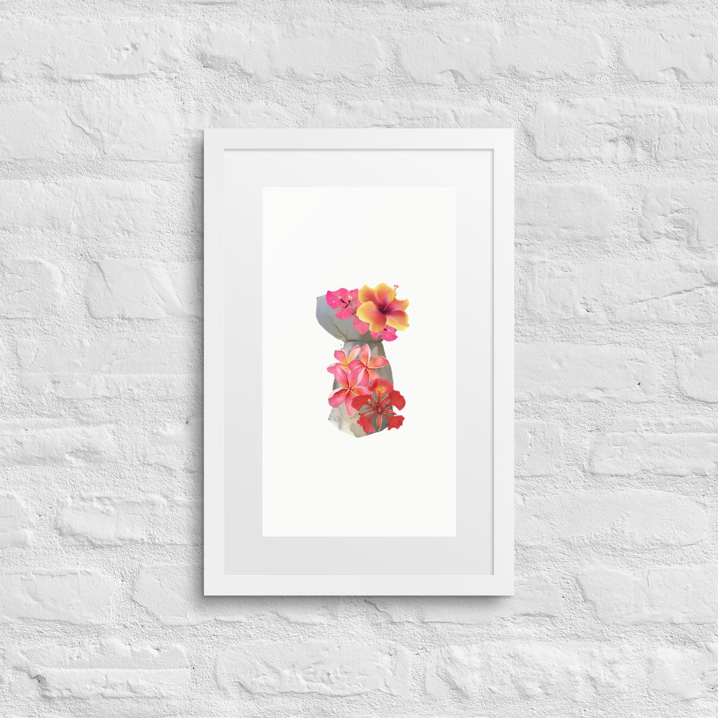 Framed Floral Latte Stone Original Art by A&E Island Creative