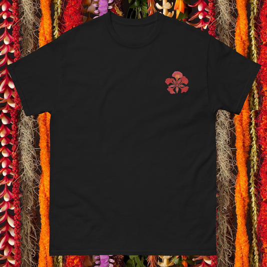 Pualani Crown Embroidered Flame Tree Tee (100% Organic Cotton)